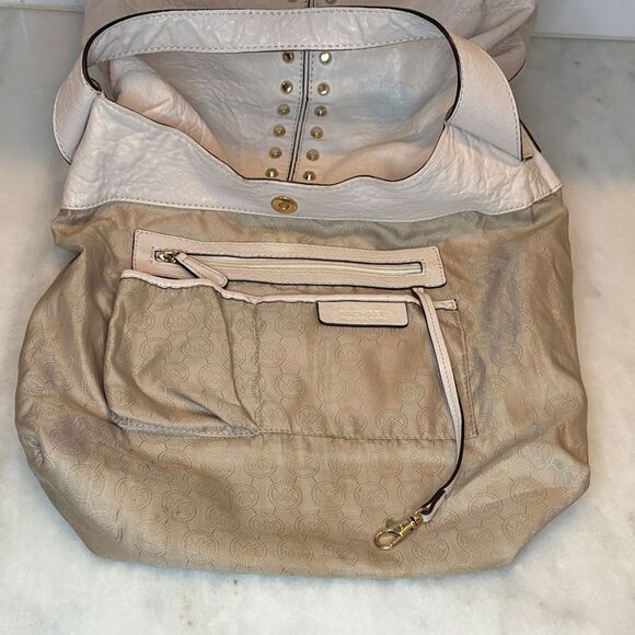 Michael Kors Pebbled Soft Leather Uptown Astor Studded Hobo Shoulder Bag - Picture 14 of 16